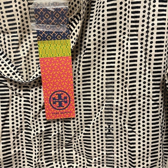 NWT Tory Burch Size 10 Stephanie Long Sleeve Tunic Cotton Blouse Khaki - Picture 4 of 8